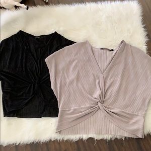 2 pcs pleated crop top